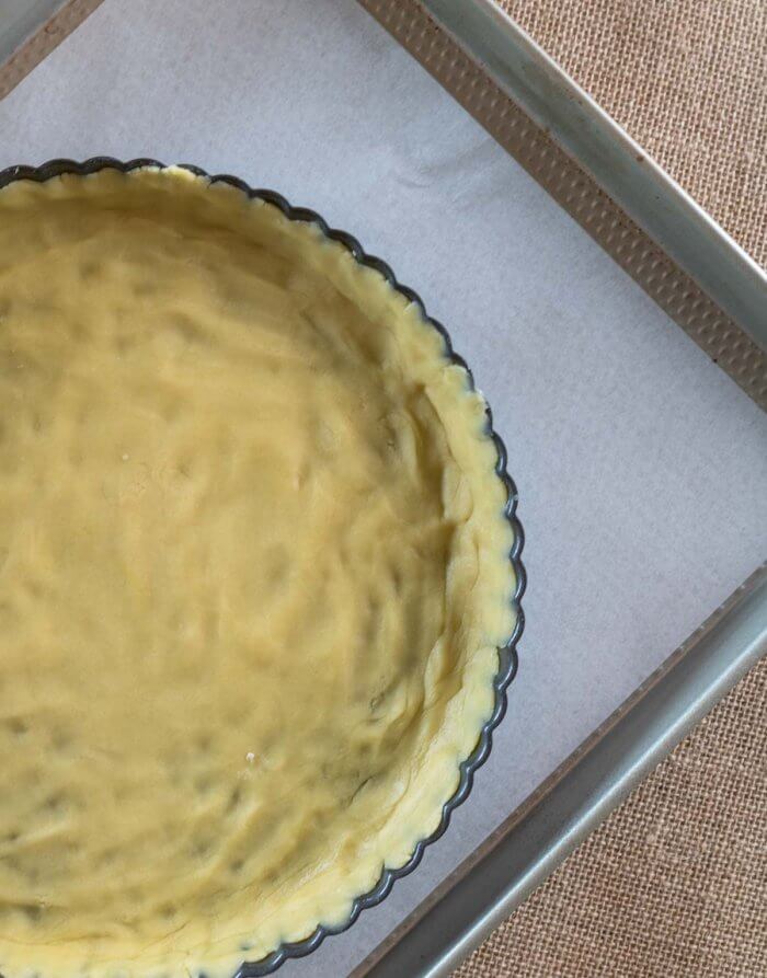 buttery tart pastry pressed into a tart pan