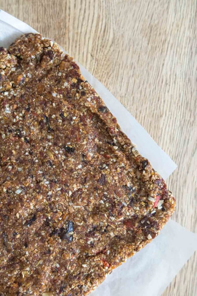 fruit and nut bars out of the pan