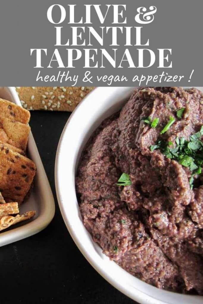olive and lentil tapenade witth crackers for dipping