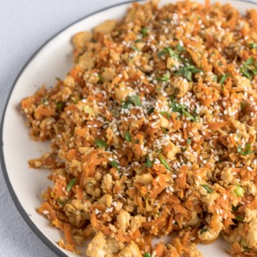 tofu and carrot scramble with sesame and cilantro