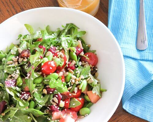 Arugula and Edamame Salad with Beets and Dates | The infinebalance Food blog #recipe #salad