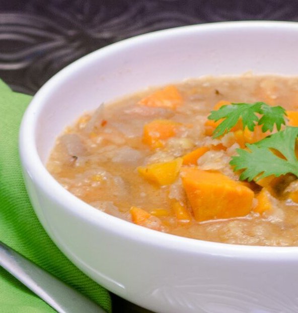 sweet potato and chickpea soup with Italian herbs