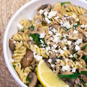 Fusilli with Mushroom and Feta | www.infinebalance.com