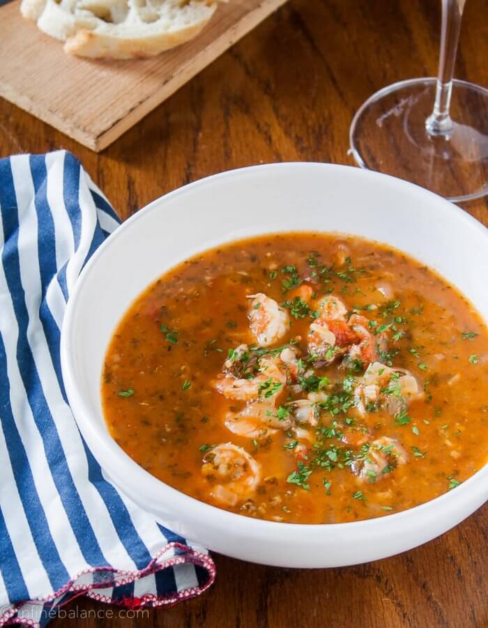 tomato based seafood stew with shrimp