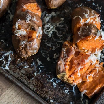 Roasted Sweet Potatoes with Smoked Cheddar | www.infinebalance.com