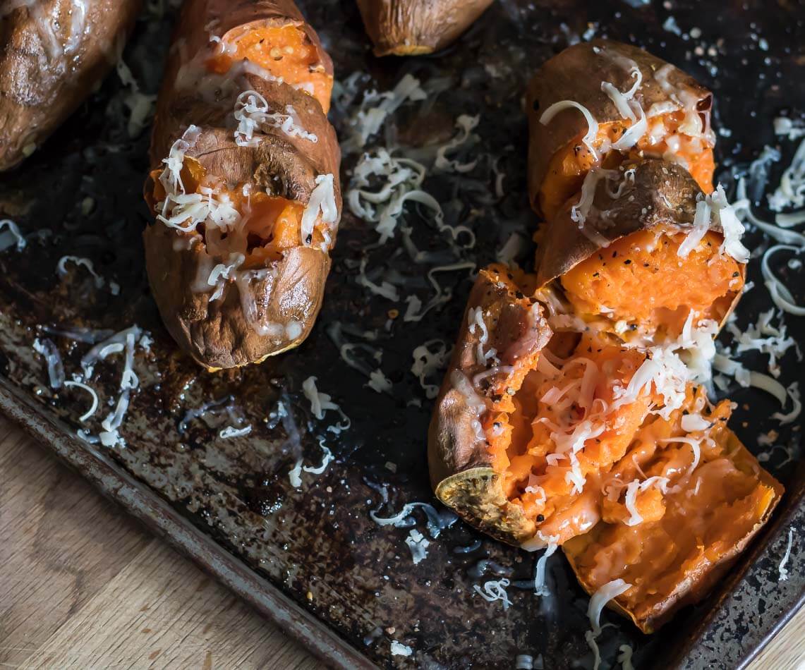 Roasted Sweet Potatoes with Smoked Cheddar | www.infinebalance.com