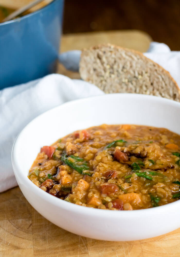 Easy Red Lentil Soup | www.infinebalance.com #recipe #vegan