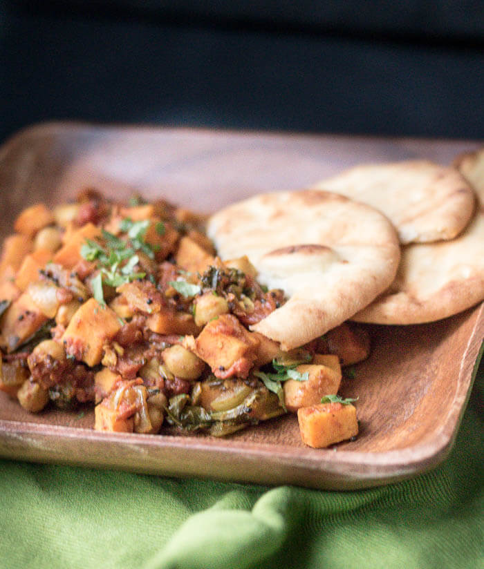 Sweet Potato and Chickpea Curry with Naan bread