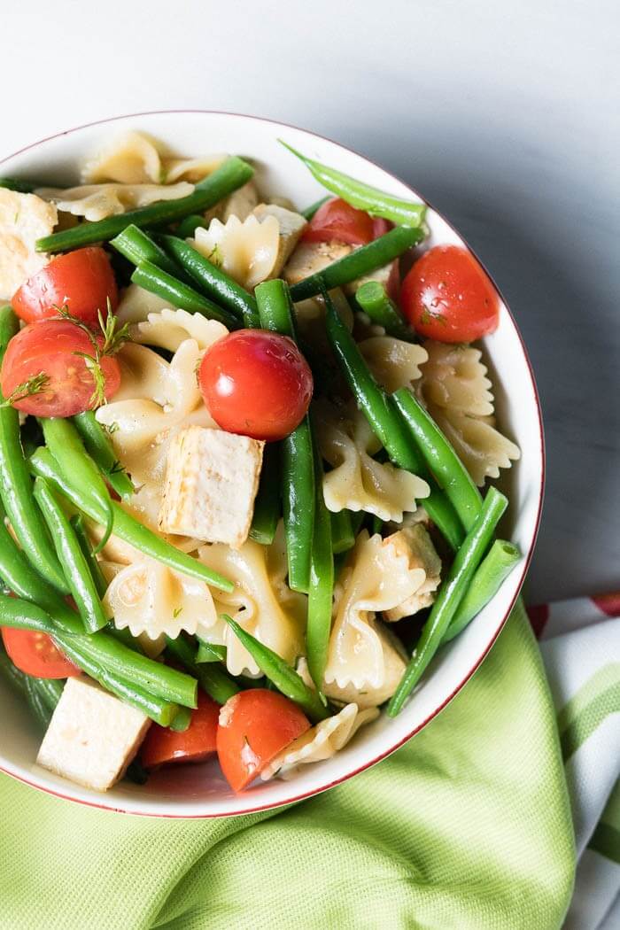 Summer Pasta Salad with Tofu, Tomatoes and Green beans