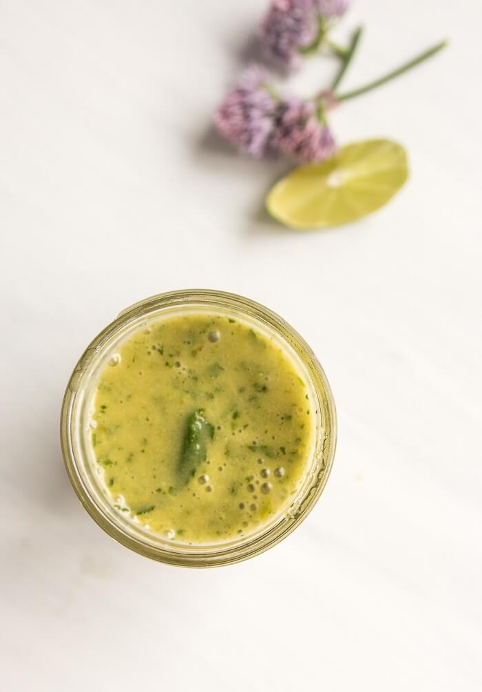 Fresh Herb and Honey salad dressing with lime and fresh herbs