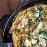 spinach frittata in cast iron skillet