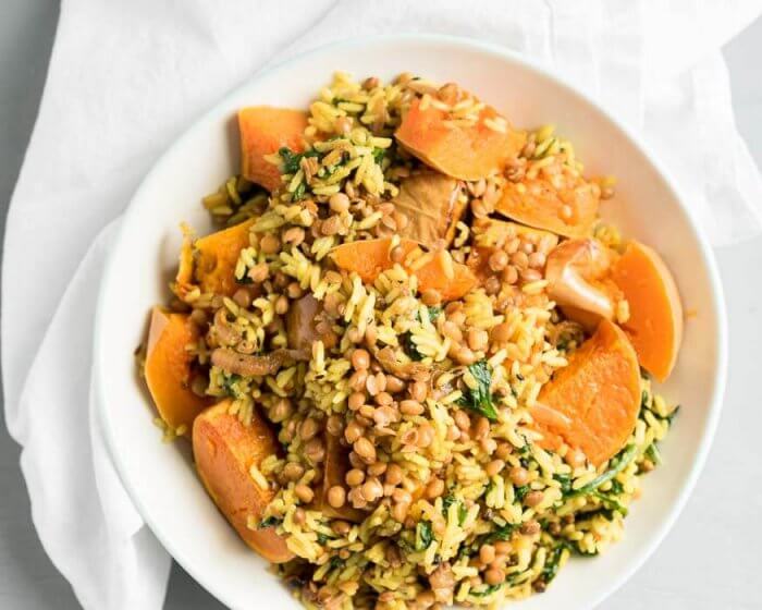 rice lentils and roasted butternut squash