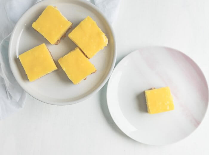 top view of lemon cheesecake squares