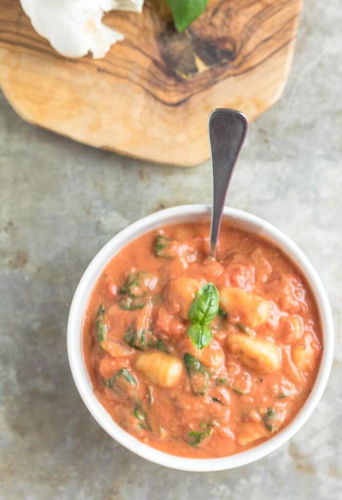 Tomato Soup with Gnocchi + Spinach | The In Fine Balance Food Blog