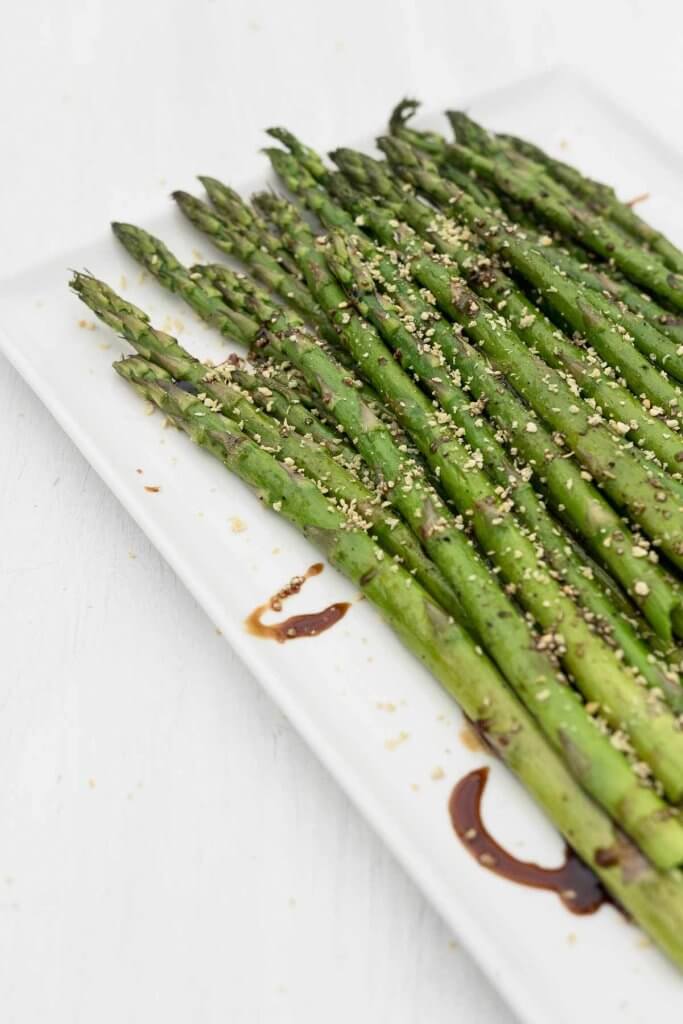 roasted asparagus with balsamic and bread crumbs