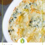 the best artichoke dip with text and frame